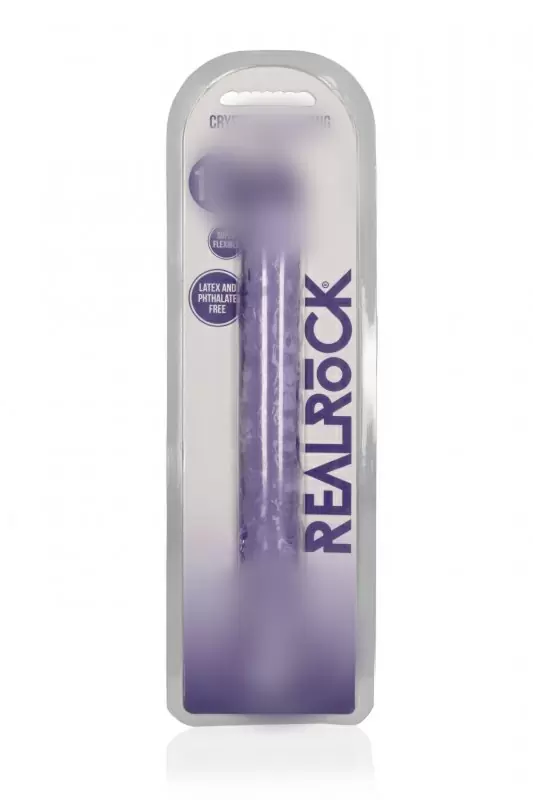 Реалистичный фаллоимитатор Shots toys, 34 см, двусторонний, прозрачный фиолетовый