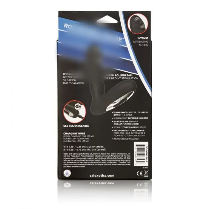 Подвижный массажер простаты Eclipse Roller Ball Probe с подвижным кончиком, 12,75 см, силикон,  черный