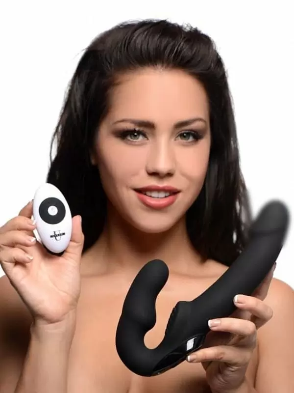 Анатомический страпон Urge, безремневой, с пультом Д/У, 24 см, черный