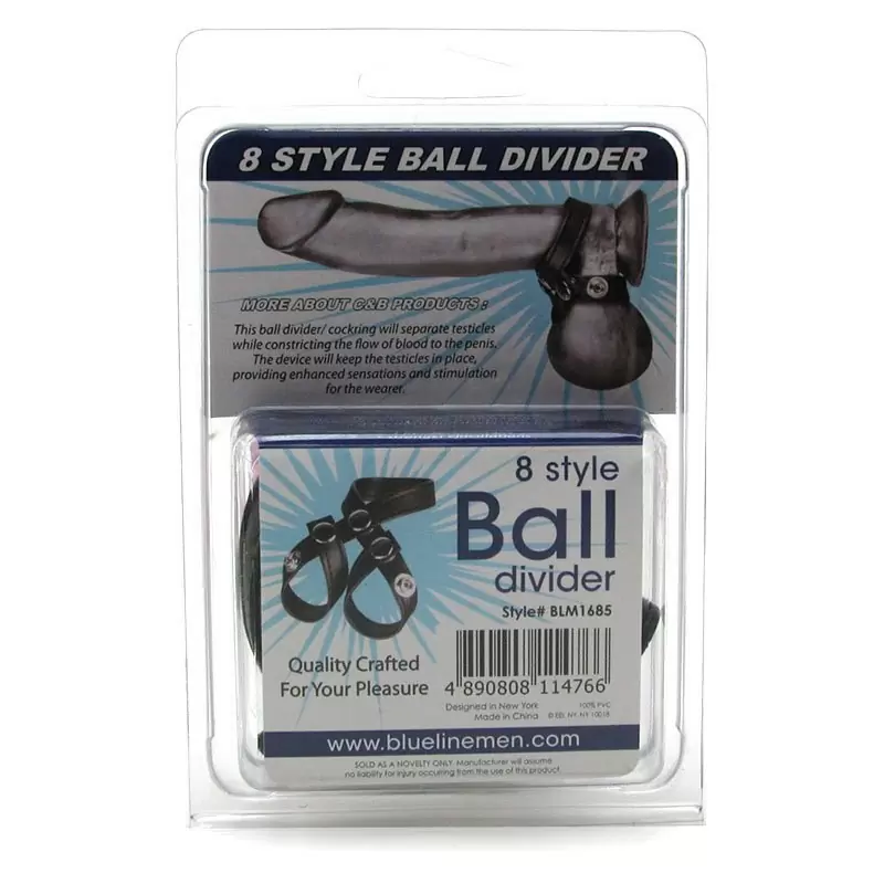 Разделитель мошонки из искусственной кожи на клепках 8 Style Ball Divider – черный