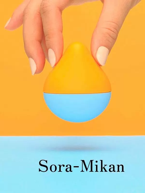 Компактный стимулятор клитора iroha Mini Sora-Mikan, 6 см, ТПЭ, желтый с голубым