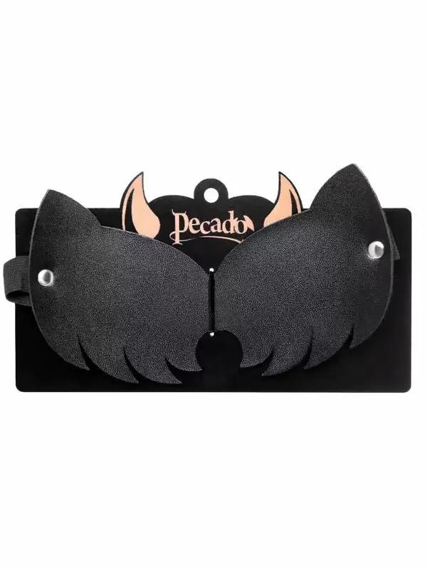 Маска на глаза Pecado BDSM, с ушками кошки, закрытая, натуральная кожа, чёрная