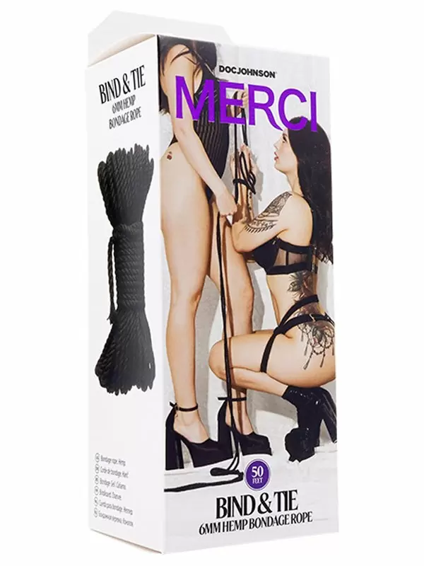 Надёжная верёвка для связывания и фиксации Doc Johnson MERCI BIND &amp TIE, 15,24 м, чёрная