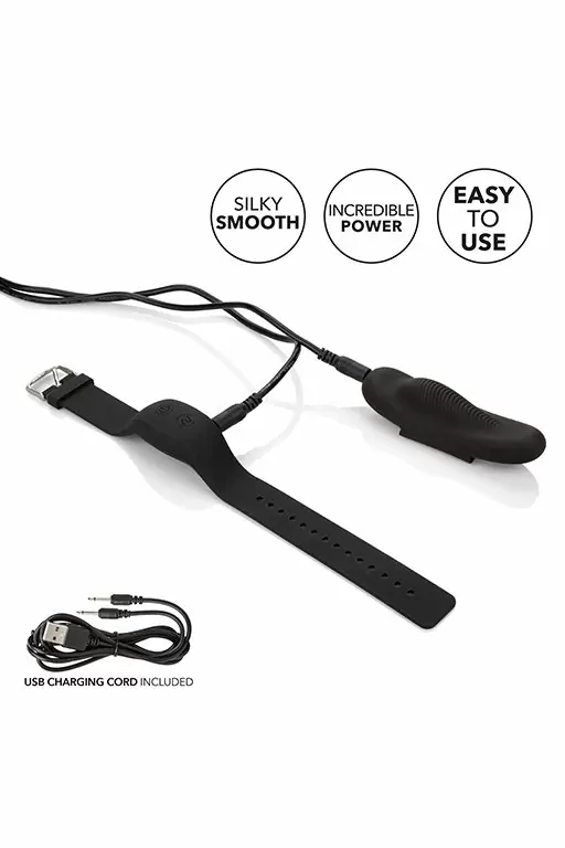 Носимый стимулятор клитора Lock-N-Play Wristband Remote Panty Teaser, с пультом Д/У, 12 режимов, 9,5 см, черный