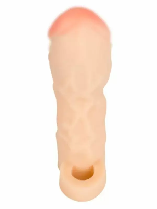 Реалистичная закрытая насадка на пенис T&ampB Extension, 17 см, с подхватом мошонки, ТПЕ, телесный
