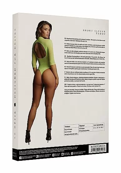 Зелёное боди с рукавами 3/4 и V-образным вырезом — размеры S-XL