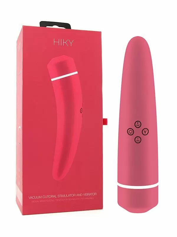 Двустронний стимулятор с вибрацией и всасыванием Hiky – розовый