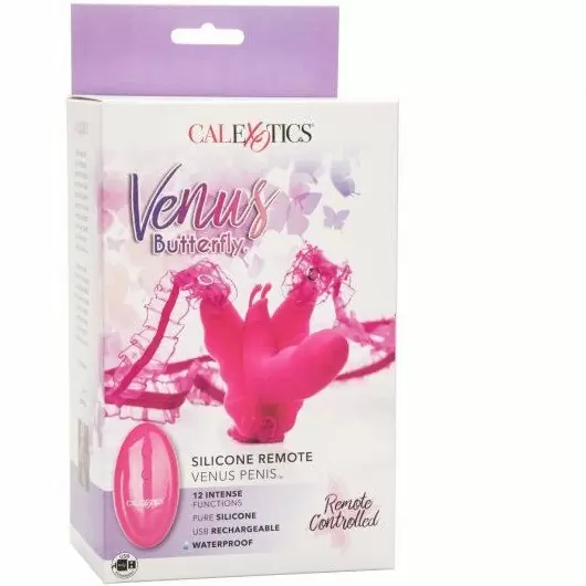 Перезарежаемый вибромассажер-бабочка Silicone Remote Venus Penis с дистанционным пультом управления