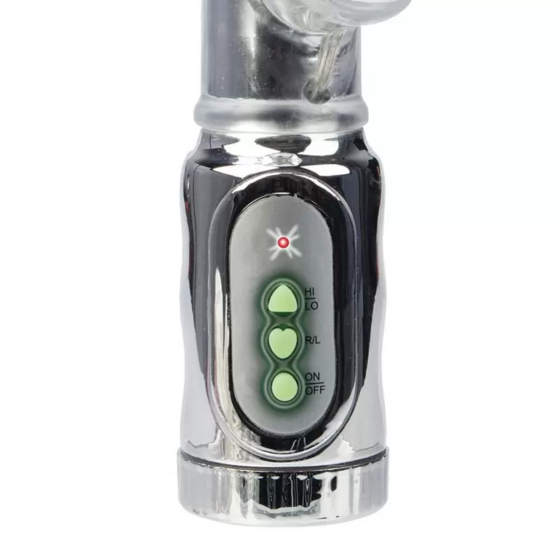 Вибромассажер Хай-Тек Extreme Pure Gold Dual Stim с ротацией – серебристый