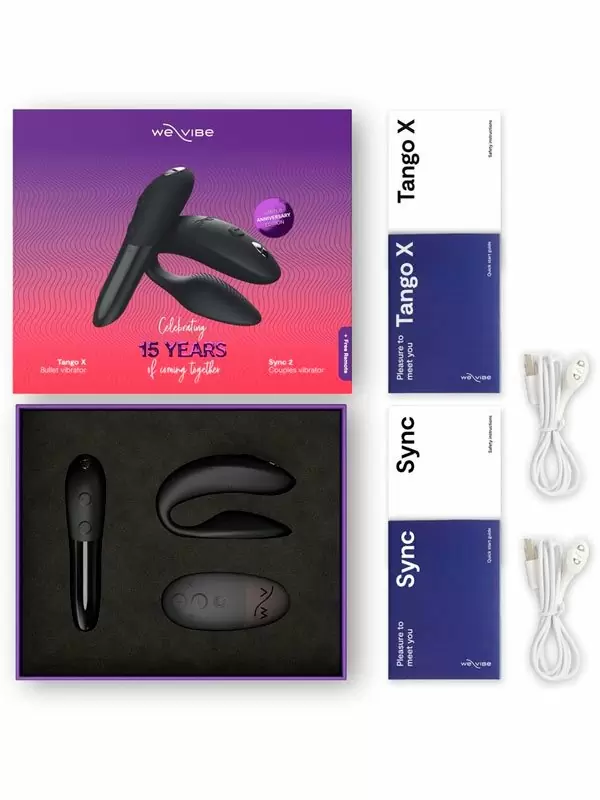 Набор вибраторов для пар We Vibe 15 Year Anniversary Collection: Tango X, черный + Sync 2, черный