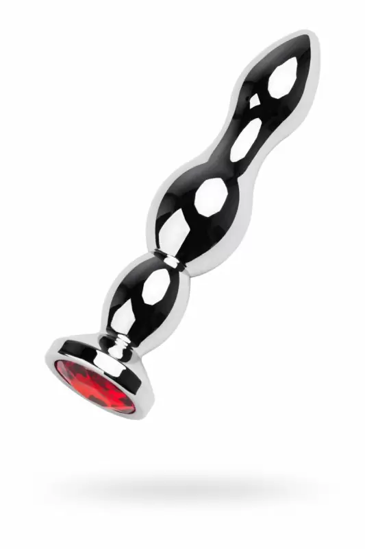 Анальная втулка TOYFA с кристаллом цвета рубина - серебристый с красным