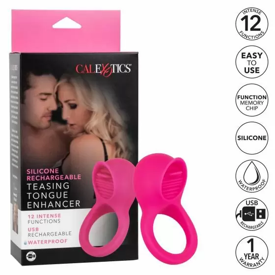 Эрекционное кольцо Silicone Rechargeable Teasing Tongue Enhancer