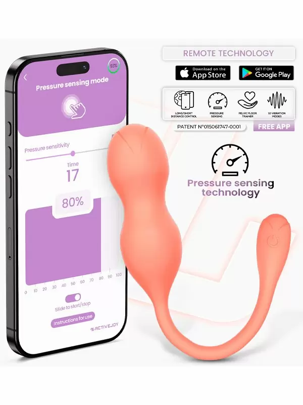 Интерактивные вагинальные виброшарики LoveCherry Kyra, 23 см, 10 режимов, силикон, персиковый