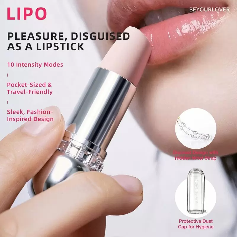 Миниатюрный бесконтактный вакуумный клиторальный стимулятор «BeYourLover Lipo», в виде помады