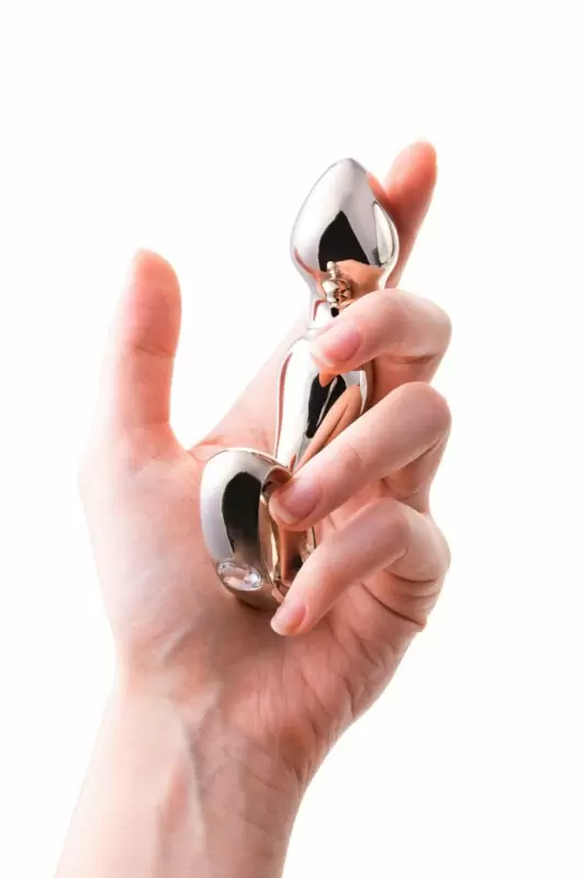 Металлический анальный стимулятор TOYFA с украшением цвета алмаза - серебристый