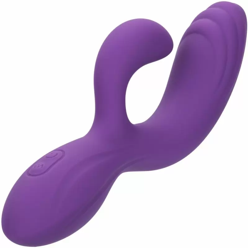 Рельефный вибратор-кролик STELLA LIQUID SLCNE DUAL CURVY, 19 см, силикон, фиолетовый