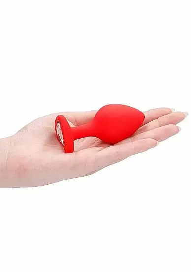 Анальная пробка из силикона Diamond Heart Butt Plug - Large - Red