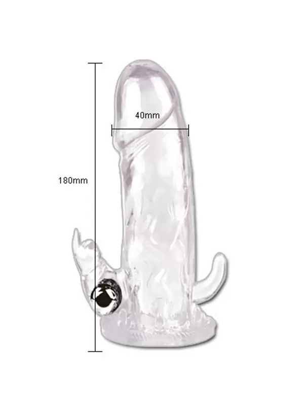 Вибронасадка для пениса Brave Man со стимуляторами для клитора и ануса – прозрачный