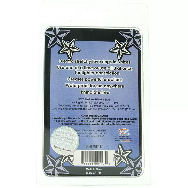 Набор из трех эрекционных колец Sex Please! Come on Love Ring Trio – прозрачные