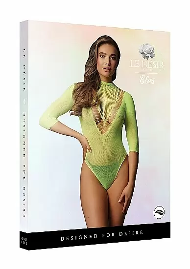 Зелёное боди с рукавами 3/4 и V-образным вырезом — размеры S-XL