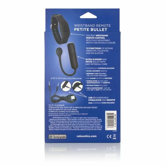 Вибропуля Wristband Remote Petite Bullet с пультом-браслетом - черный