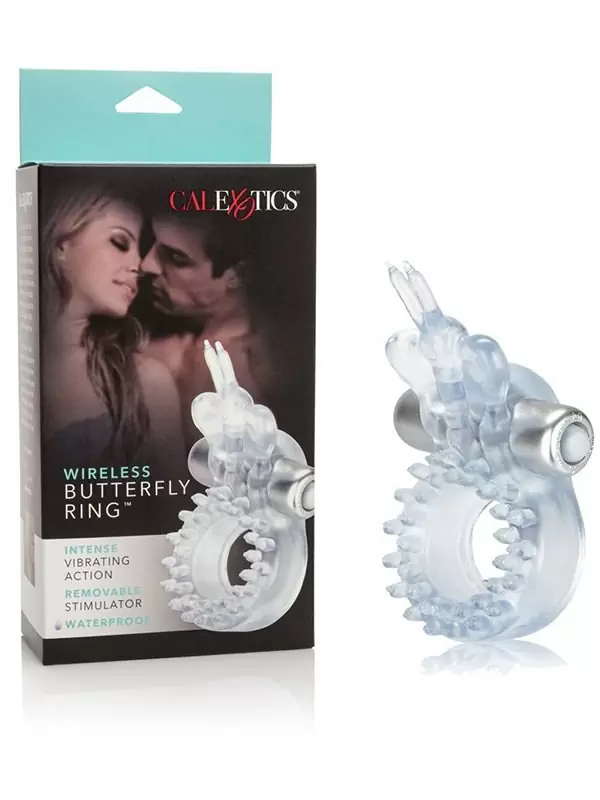 Эрекционное виброкольцо со стимулятором клитора Бабочка Wireless Butterfly Ring – прозрачный