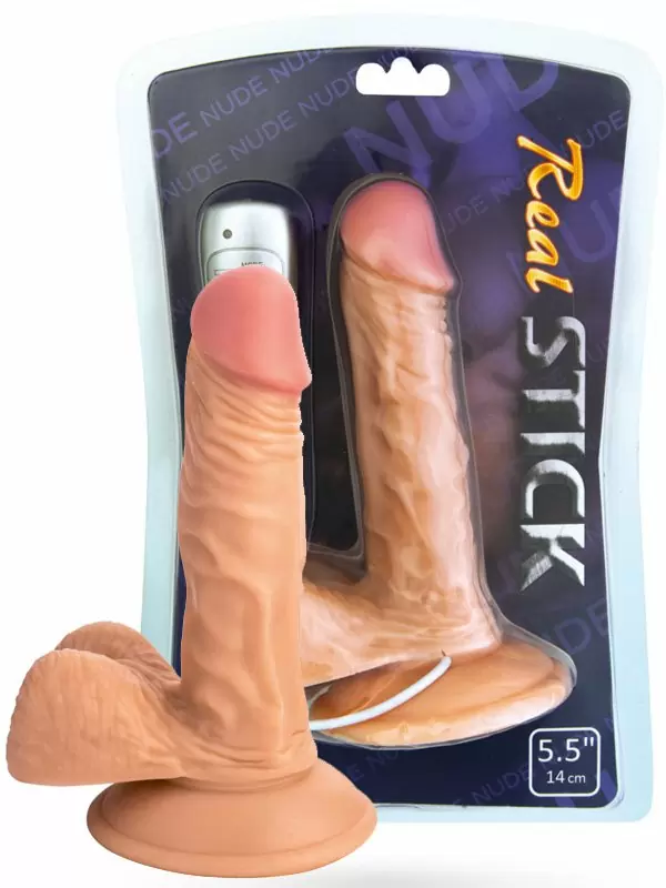 Виброреалистик с мошонкой TOYFA RealStick Nude 5,5” на присоске – телесный