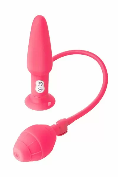 Розовая надувная анальная втулка с вибрацией TOYFA POPO Pleasure - 10 см