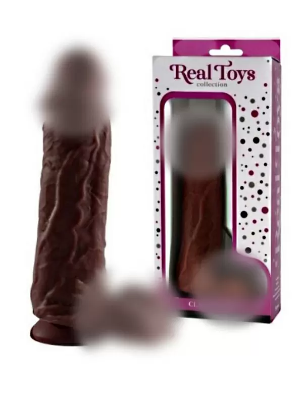 Реалистичный фаллоимитатор с мошонкой Real Toys №32 на присоске – мулат