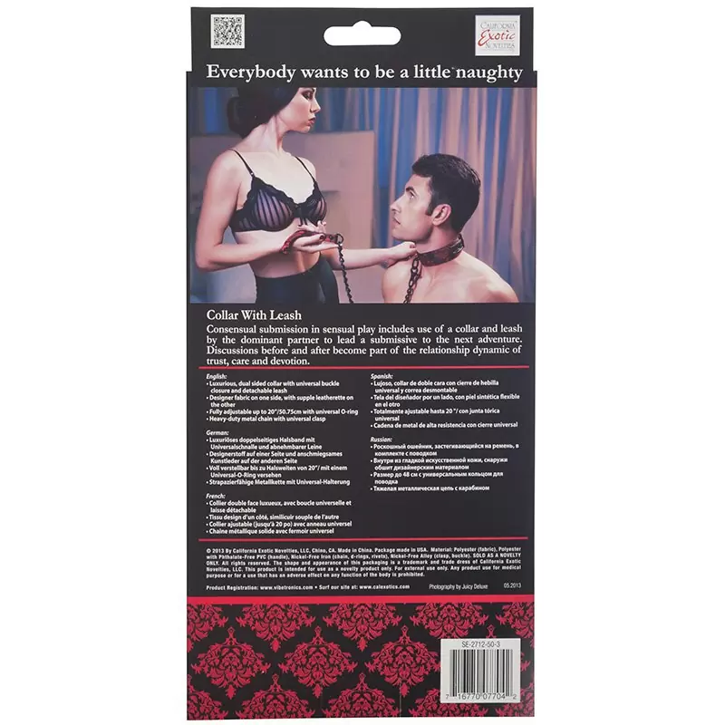 Ошейник с цепью Scandal Collar with Leash атласный