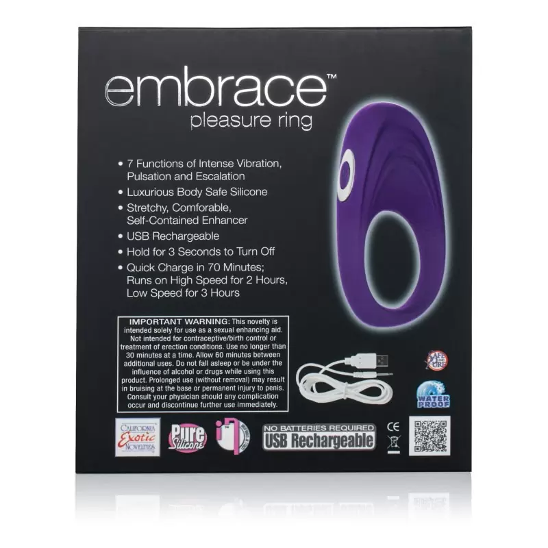 Эрекционное кольцо Embrace Pleasure Ring перезаряжаемое – фиолетовый