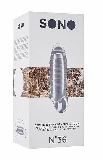 Увеличивающая насадка закрытого типа с кольцом для фиксации на мошонке No.36 - Stretchy Thick Penis