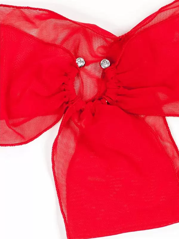 Оригинальная красная сорочка Anais Sienna с открытой грудью – M