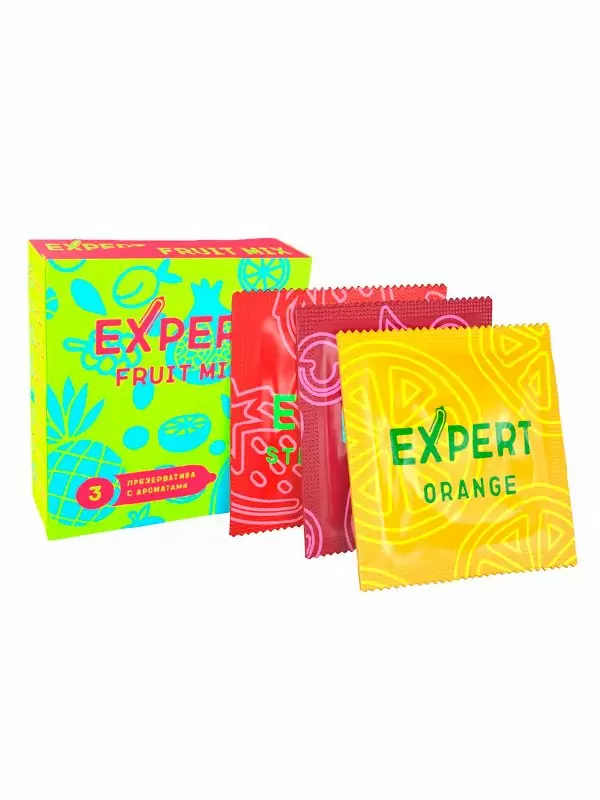 Гладкие презервативы EXPERT Fruit Mix, с ароматом фруктов, 3 шт