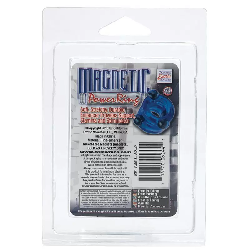 Двойное эрекционное кольцо с магнитами Magnetic Power Rings - синий