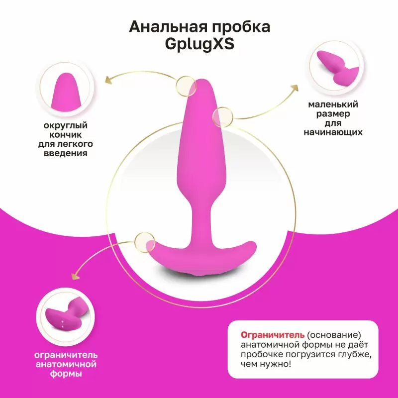 Миниатюрная анальная пробка с вибрацией Gvibe Gplug XS Raspberry, 7х2 см