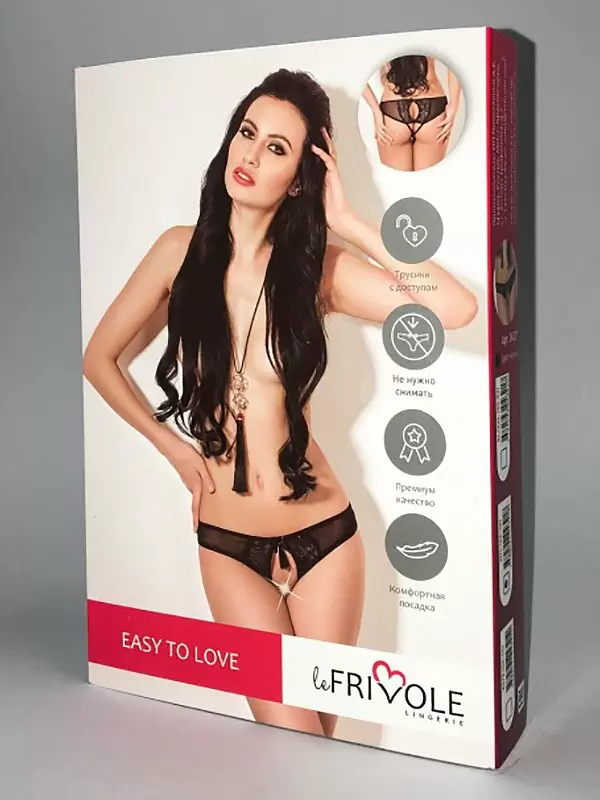Возбуждающие трусики Easy to Love с доступом и кружевными вставками – черный, M/L