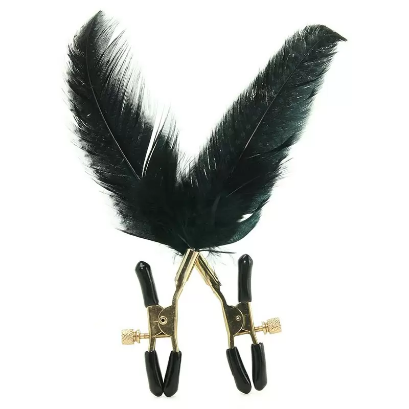 Зажимы для сосков Feather Nipple Clamps с перьями – черные с золотом
