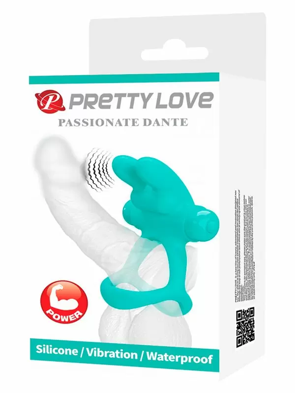 Эрекционное виброкольцо Baile Passionate Dante, 8,7 см, 10 режимов, силикон, бирюзовое