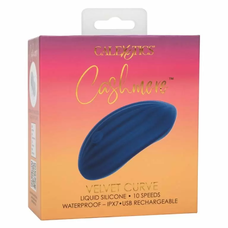Ультрамягкий стимулятор клитора CASHMERE VELVET CURVE, 10,25 см, силикон, синий