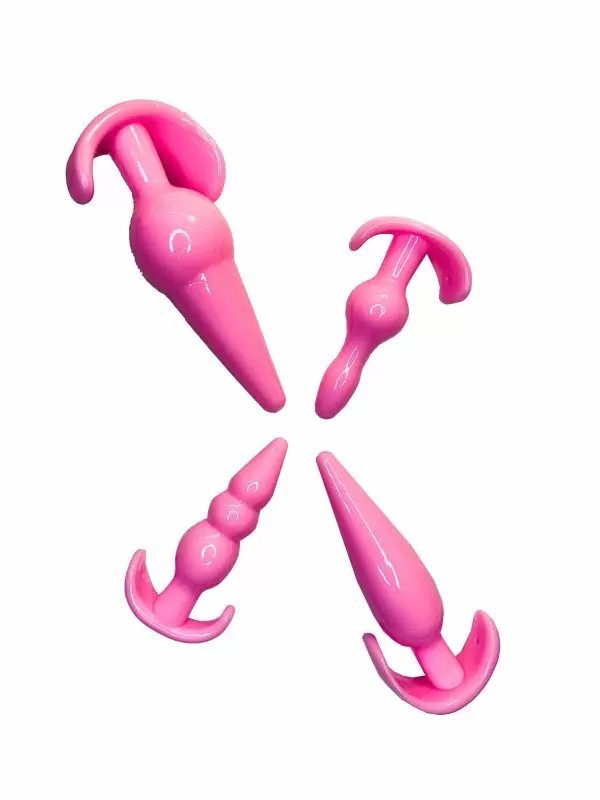 Набор анальных пробок для новичков Pink Pleasure OnOna, с анатомическим контуром, 4 размера, розовый