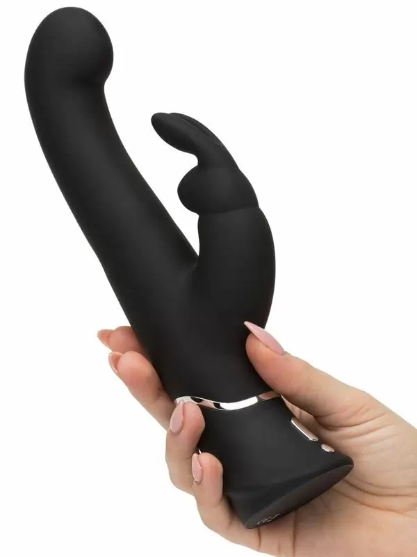 Изогнутый вибратор-кролик Happy Rabbit Stroker, два мотора, 24,2 см, черный