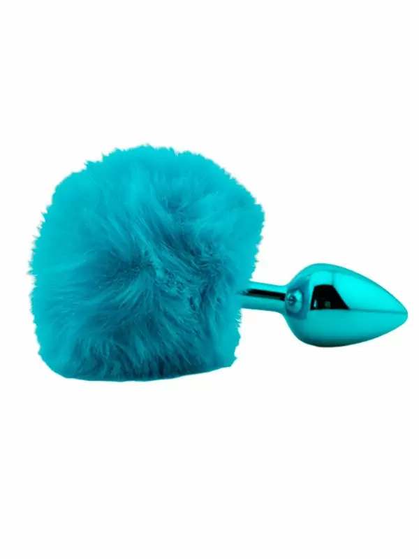 Голубая анальная пробка с голубым заячьим хвостиком, размер S, Kanikule