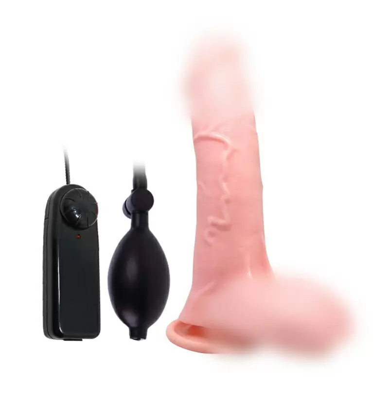 Увеличивающийся в размере реалистик-вибратор на присоске Inflatable Realistic Cock – телесный