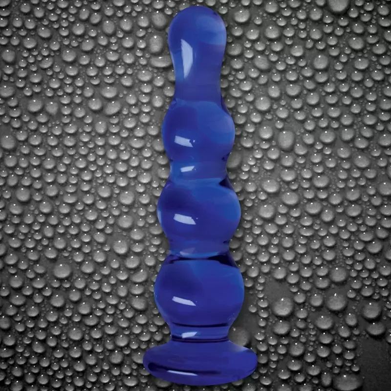 Анальная елочка из стекла Crystal Ripples – голубая