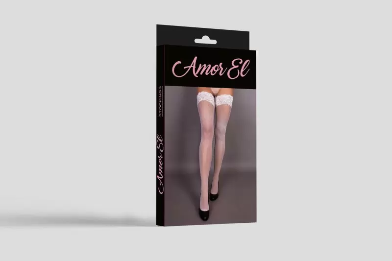 Белые чулки в мелкую сетку Rosa roja S/L