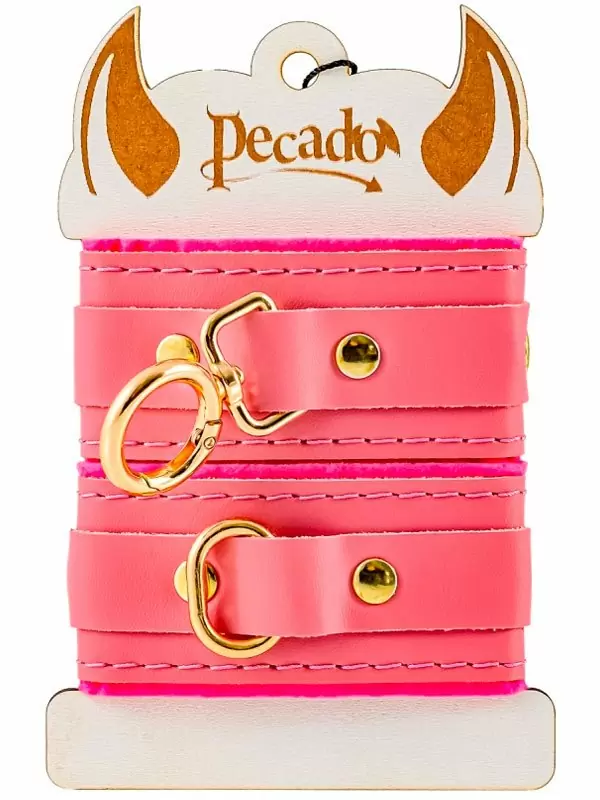 Миниатюрные наручники Pecado BDSM «МИНИ», двуслойные, натуральная кожа, розовые