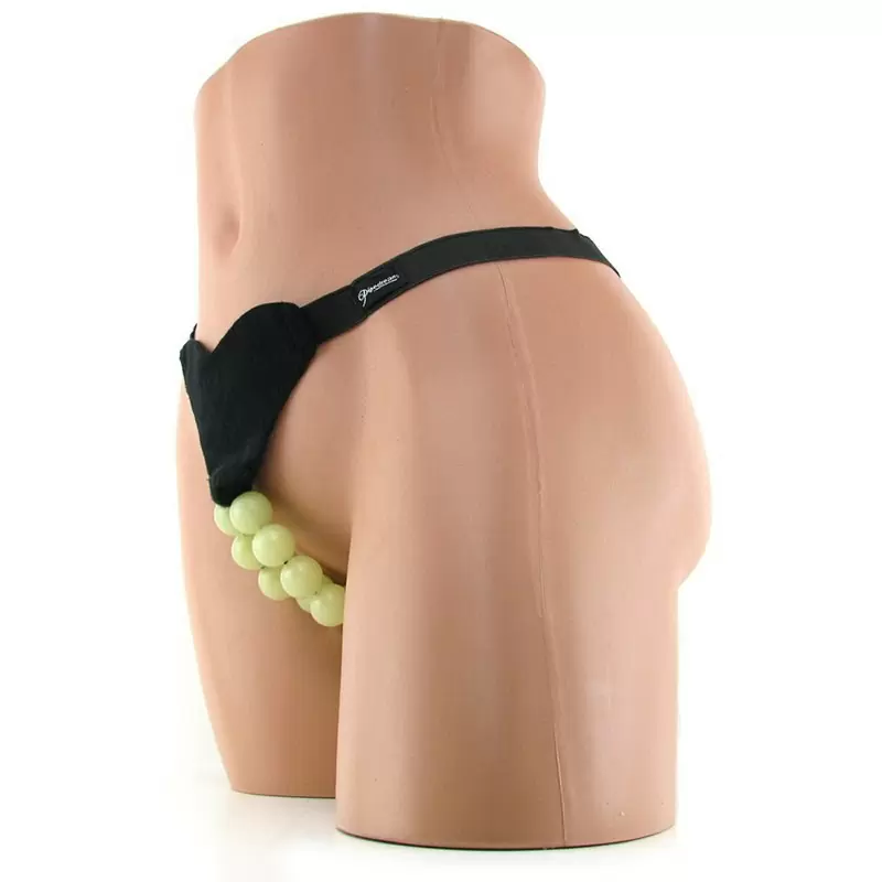 Трусики-стринг со светящимися бусинками Glow In The Dark Beaded Panties – черный