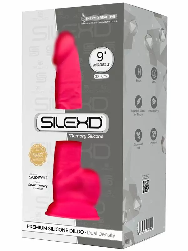 Реалистичный фаллоимитатор SILEXD Model 3, с мошонкой, 23,1 см, силикон, розовый