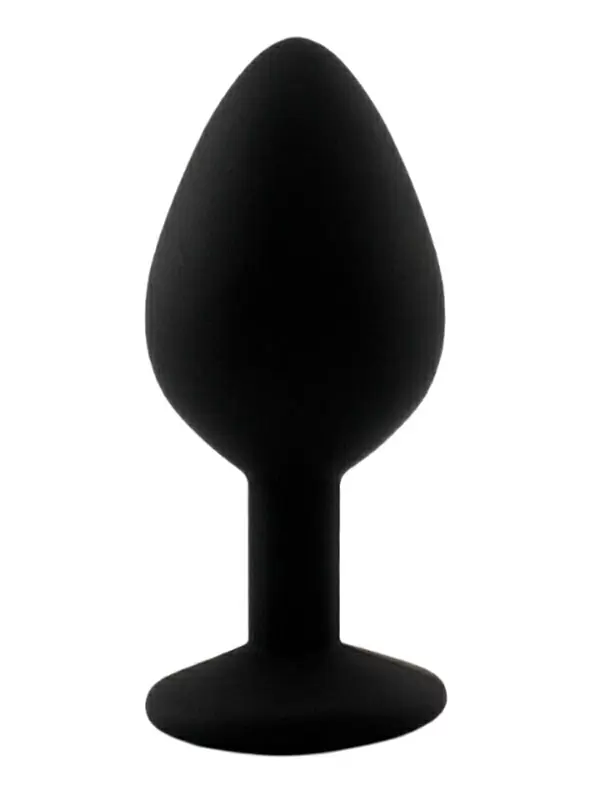 Средняя силиконовая анальная пробка Kanikule Medium с кристаллом – черный с голубым